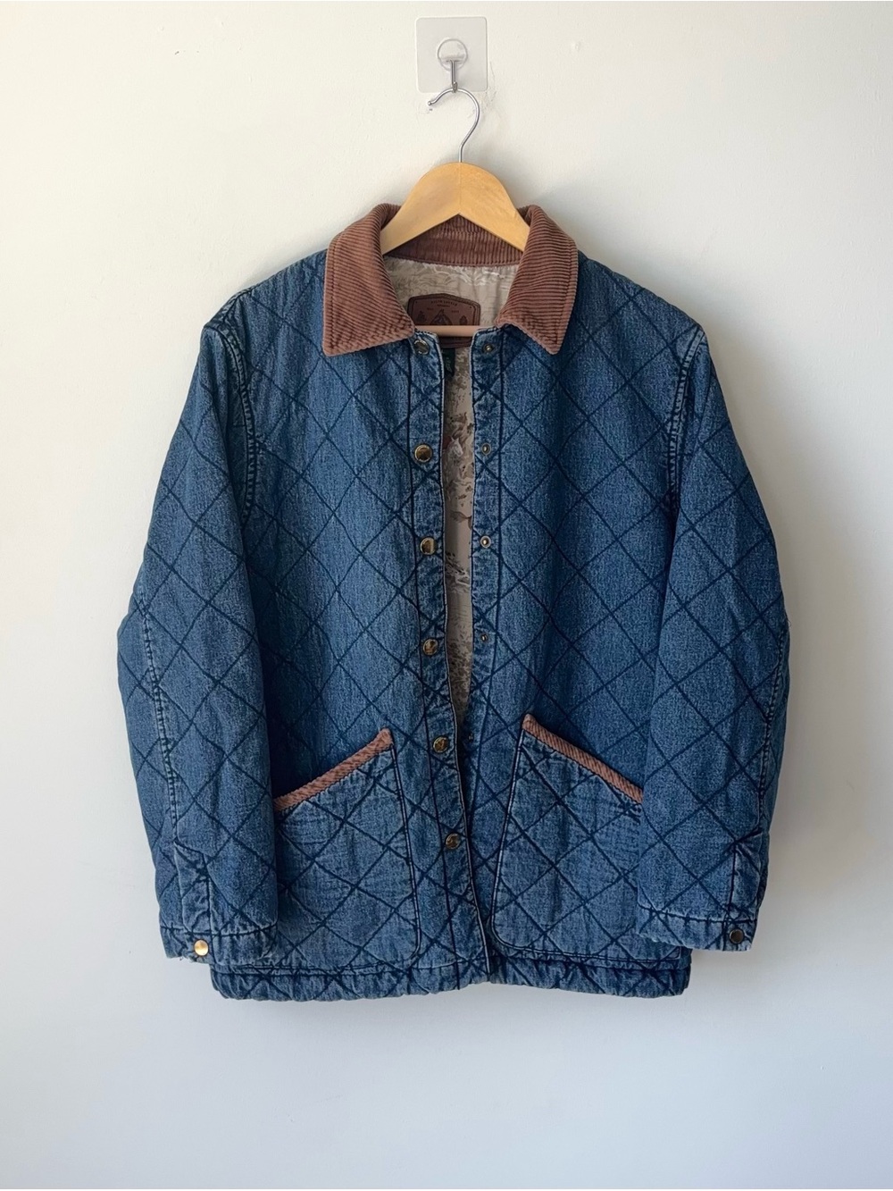 Vintage Lauren Ralph Lauren Quilted Denim Barn Coat Size L Corduroy Chore Lined